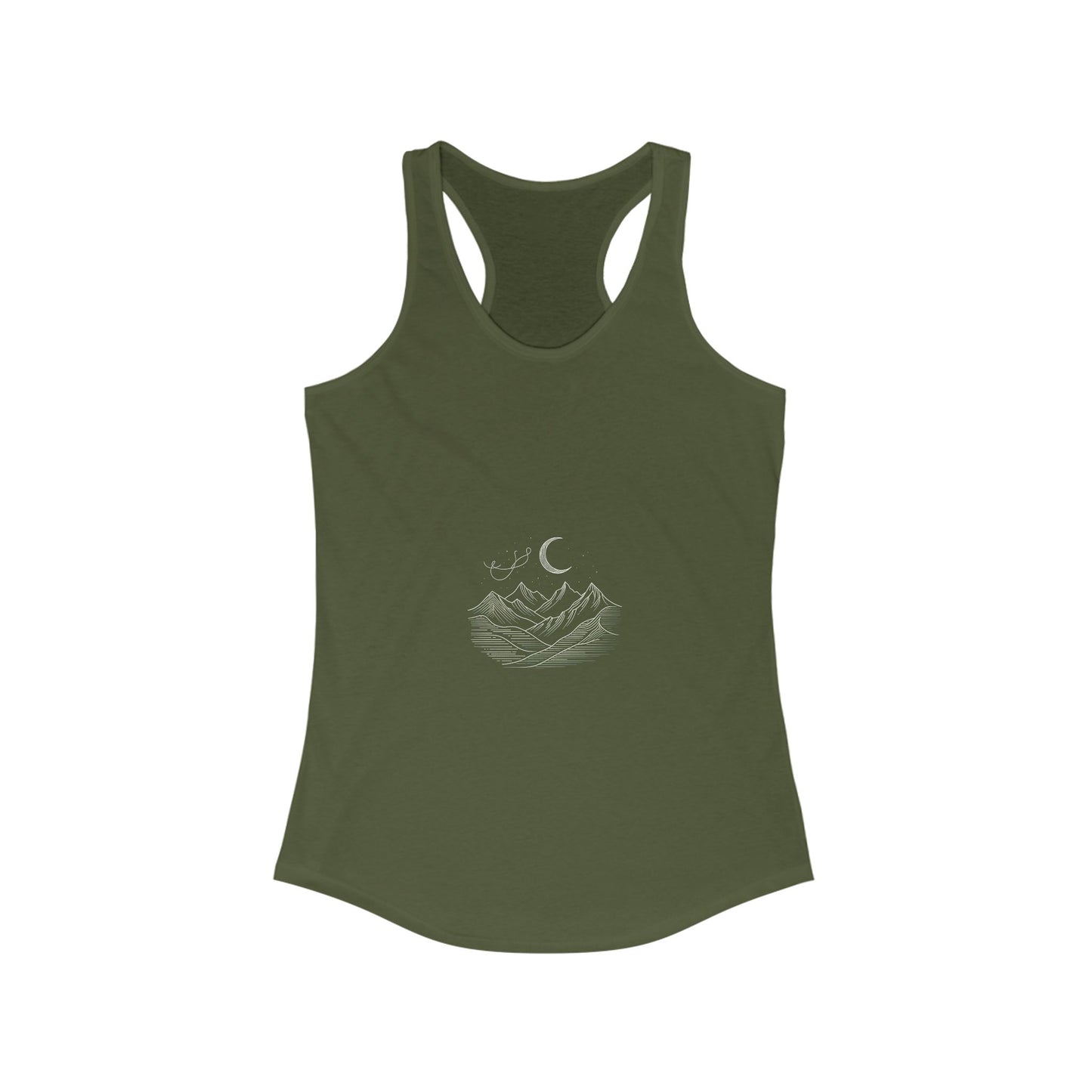 Women's Ideal Racerback Tank - Mountain & Moon Design for Outdoor Lovers