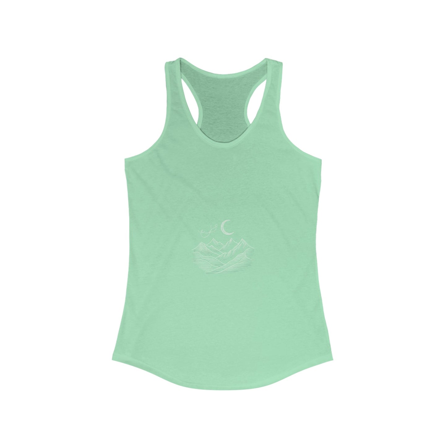 Women's Ideal Racerback Tank - Mountain & Moon Design for Outdoor Lovers