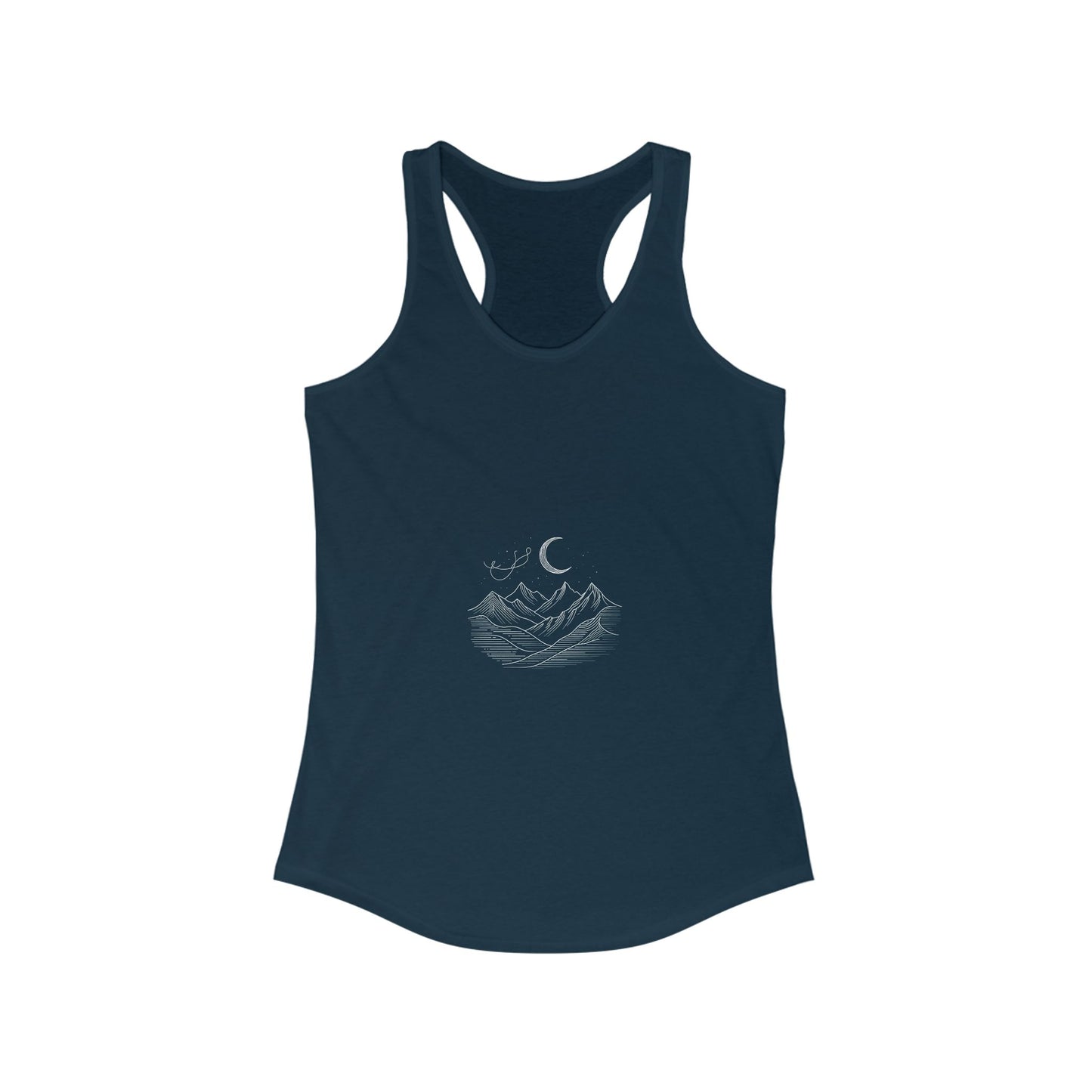 Women's Ideal Racerback Tank - Mountain & Moon Design for Outdoor Lovers