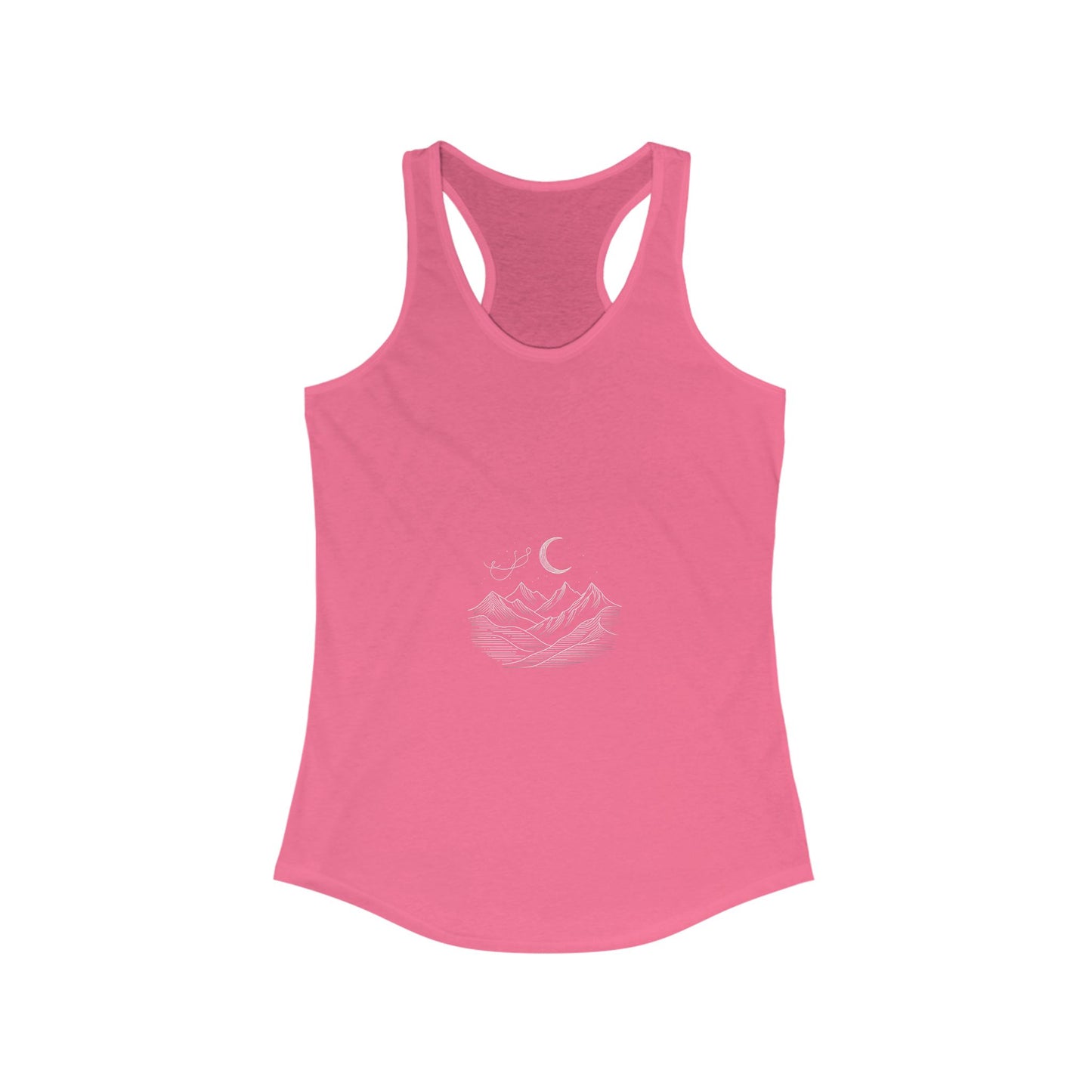 Women's Ideal Racerback Tank - Mountain & Moon Design for Outdoor Lovers