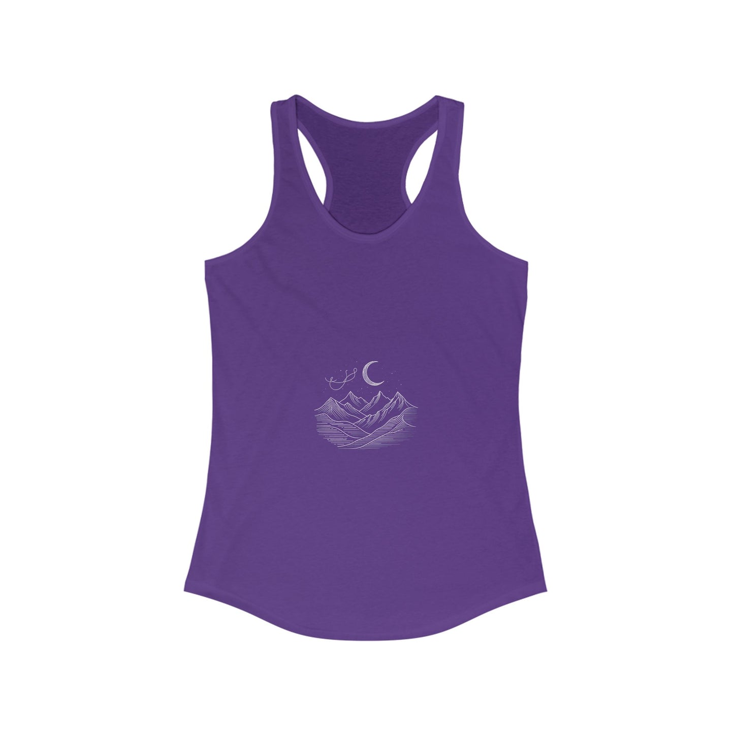 Women's Ideal Racerback Tank - Mountain & Moon Design for Outdoor Lovers