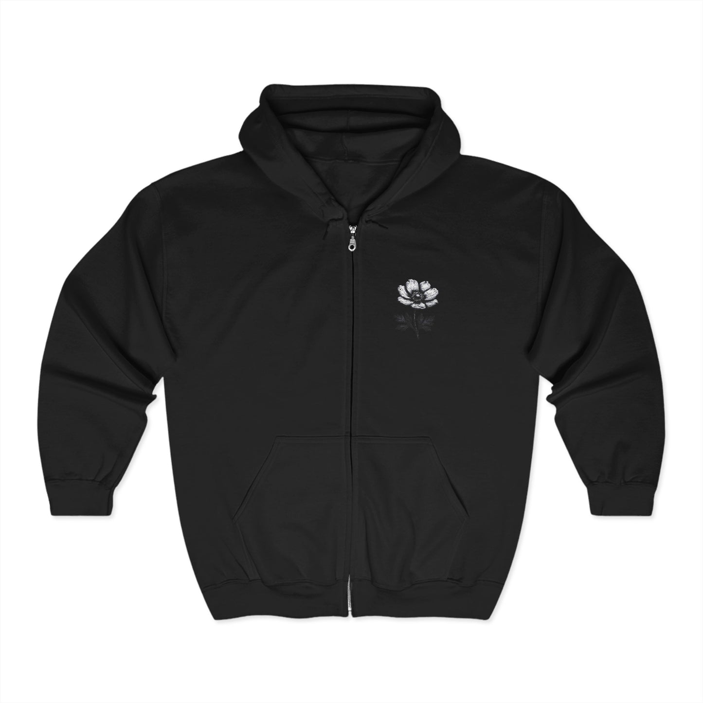 Unisex Heavy Blend™ Floral Zip Hoodie - Cozy White Sweatshirt for Everyday Comfort