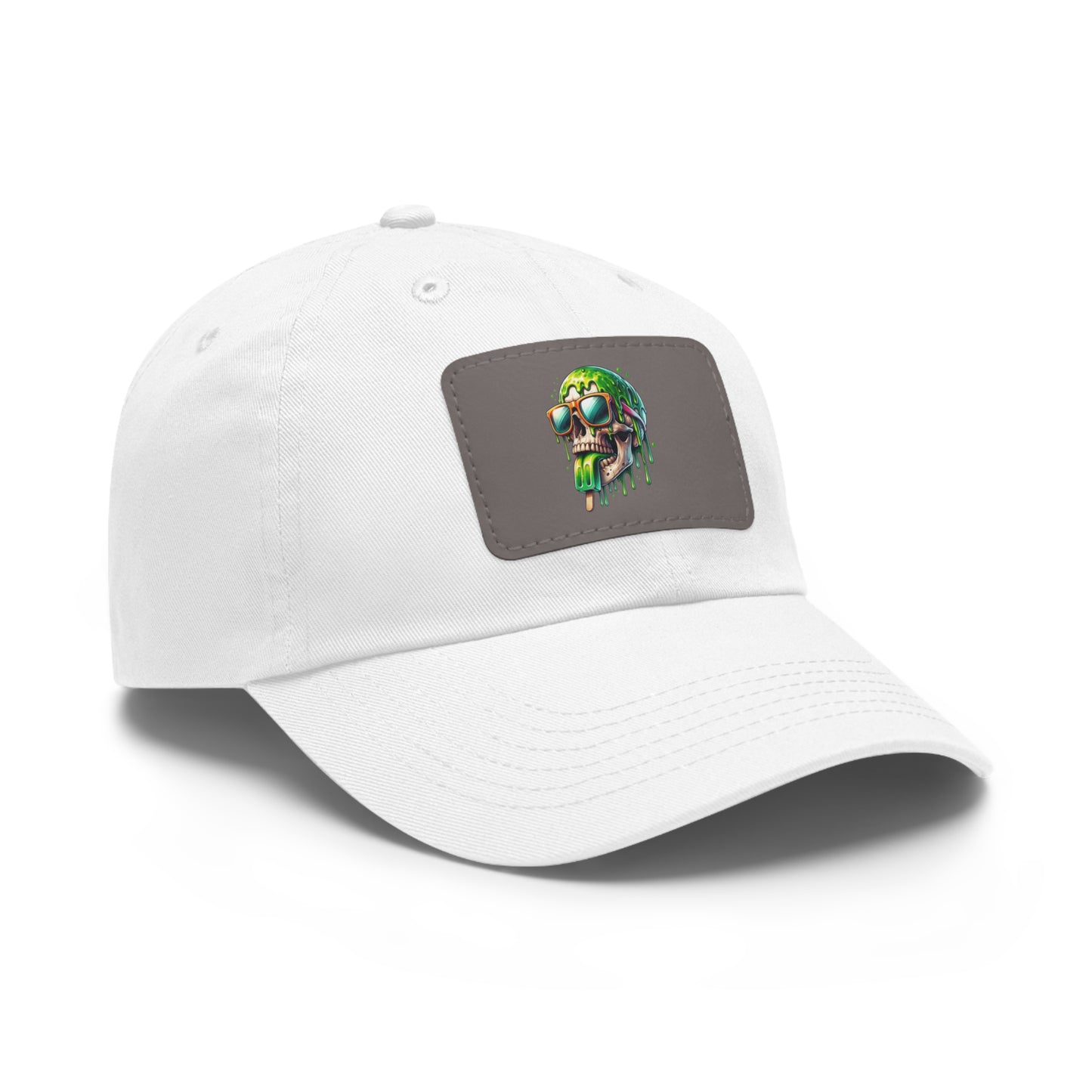 Skull Graphic Dad Hat with Leather Patch - Casual and Trendy Cap for Everyday Wear