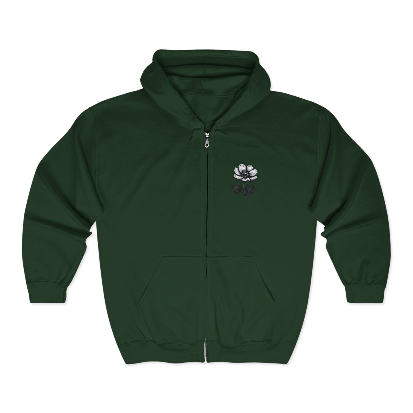 Unisex Heavy Blend™ Floral Zip Hoodie - Cozy White Sweatshirt for Everyday Comfort