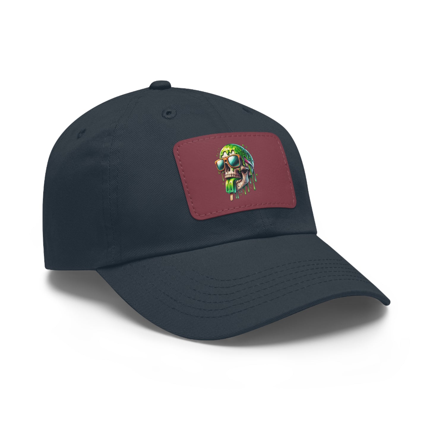 Skull Graphic Dad Hat with Leather Patch - Casual and Trendy Cap for Everyday Wear