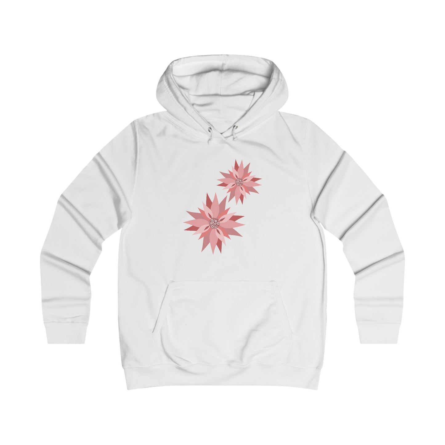 Girlie Floral College Hoodie - Trendy White Sweatshirt for Young Women