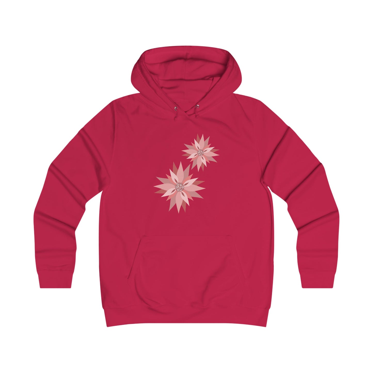 Girlie Floral College Hoodie - Trendy White Sweatshirt for Young Women