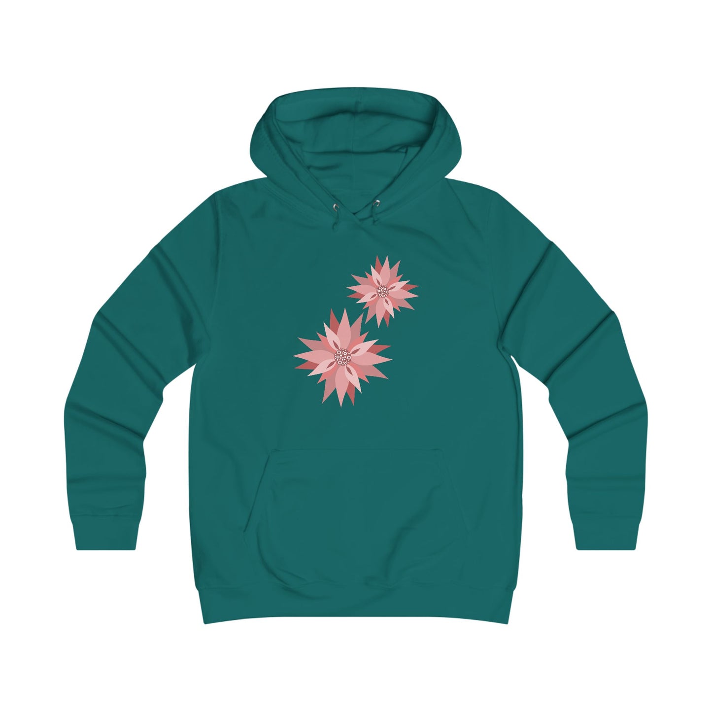 Girlie Floral College Hoodie - Trendy White Sweatshirt for Young Women