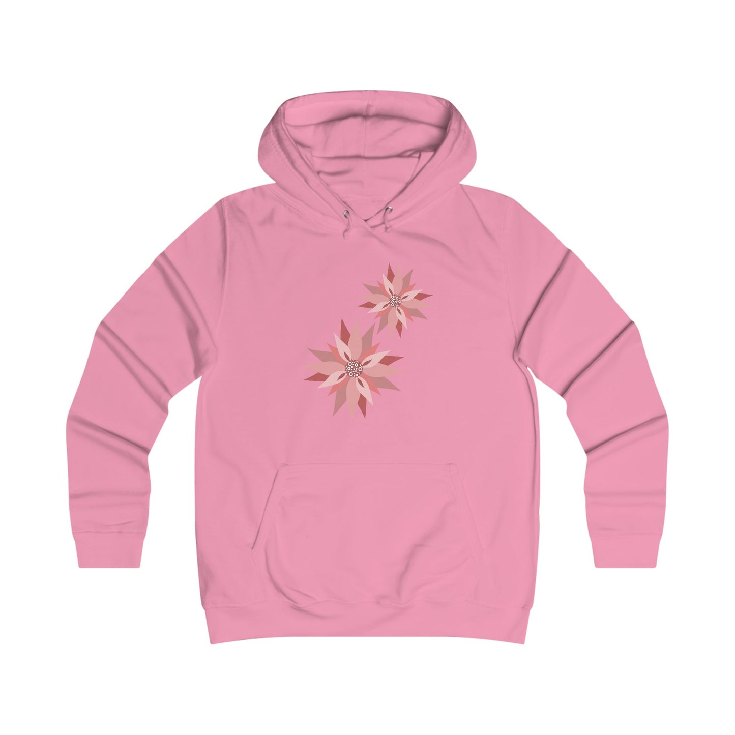 Girlie Floral College Hoodie - Trendy White Sweatshirt for Young Women