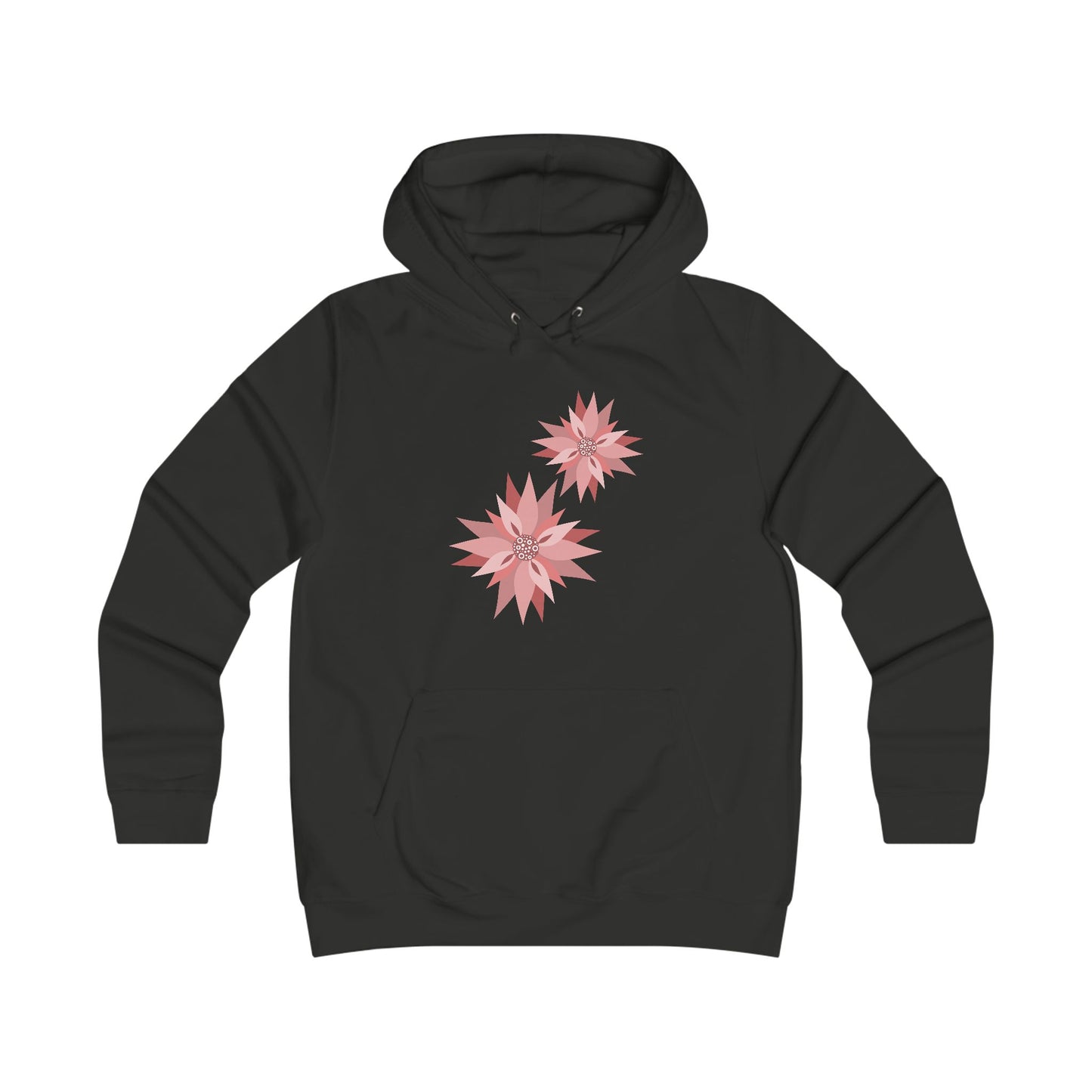 Girlie Floral College Hoodie - Trendy White Sweatshirt for Young Women