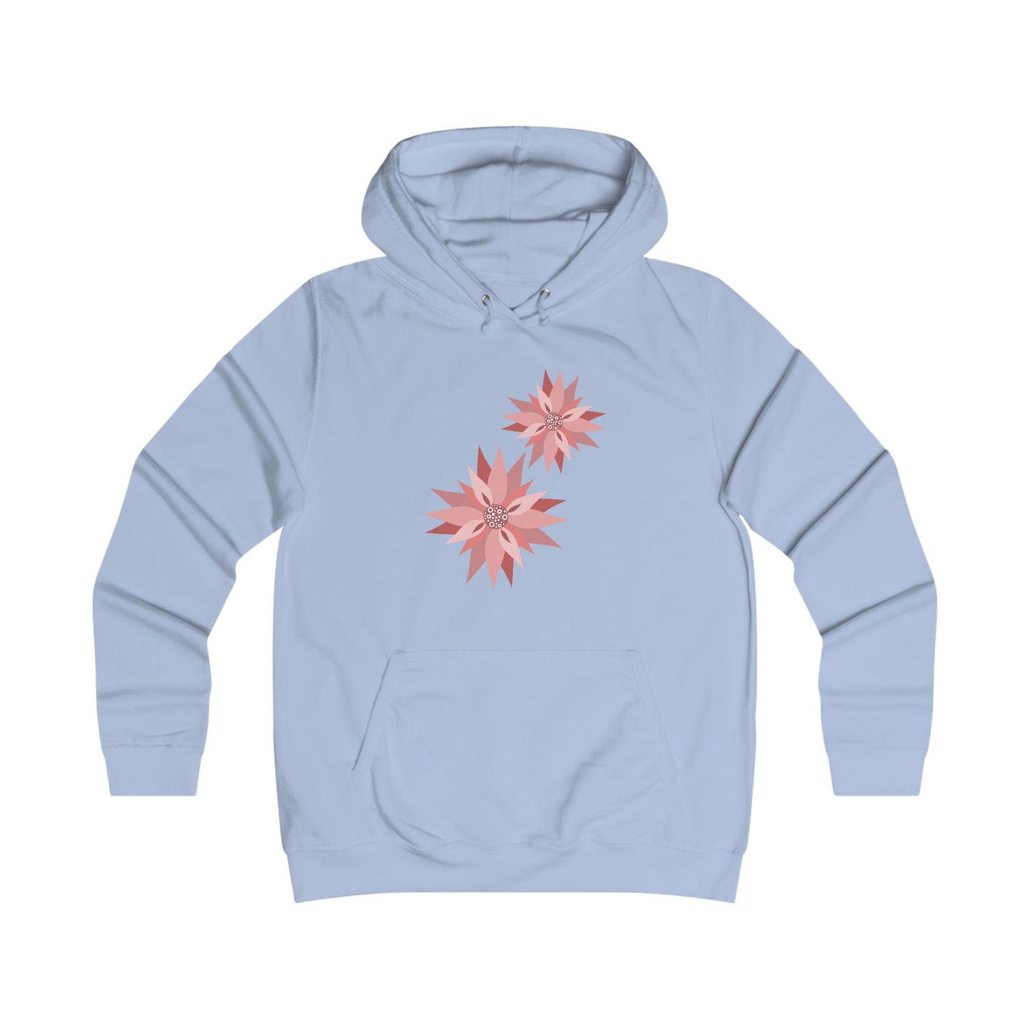 Girlie Floral College Hoodie - Trendy White Sweatshirt for Young Women
