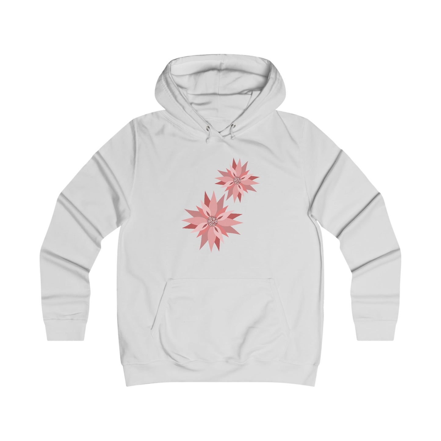 Girlie Floral College Hoodie - Trendy White Sweatshirt for Young Women