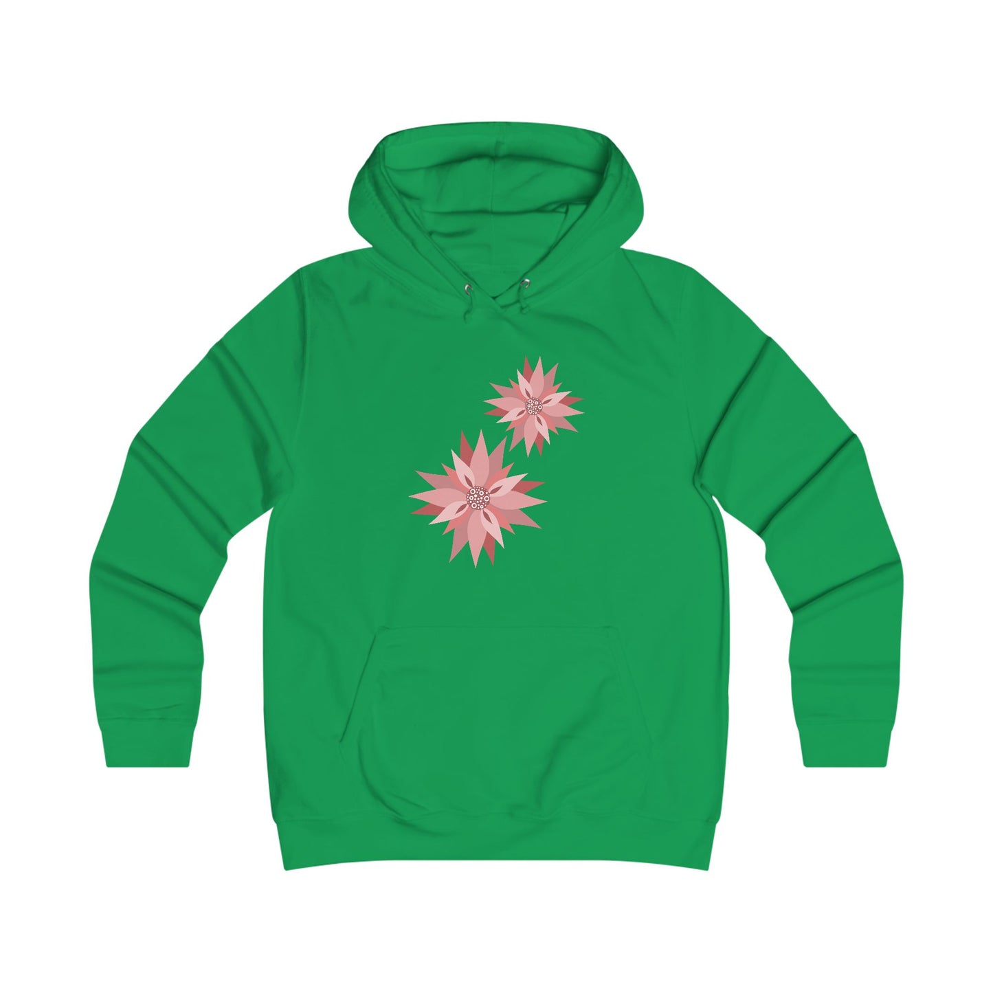 Girlie Floral College Hoodie - Trendy White Sweatshirt for Young Women