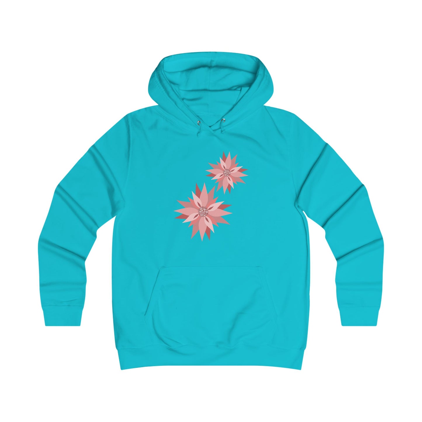 Girlie Floral College Hoodie - Trendy White Sweatshirt for Young Women