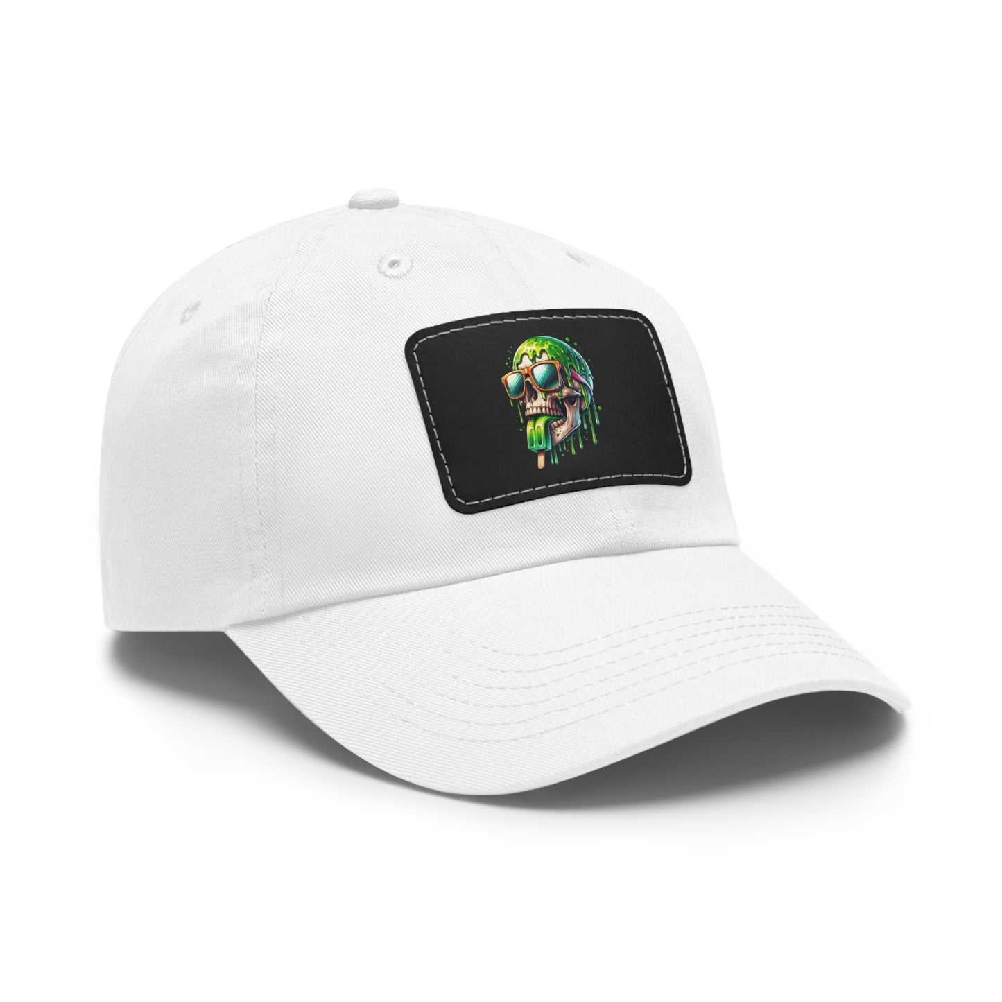 Skull Graphic Dad Hat with Leather Patch - Casual and Trendy Cap for Everyday Wear