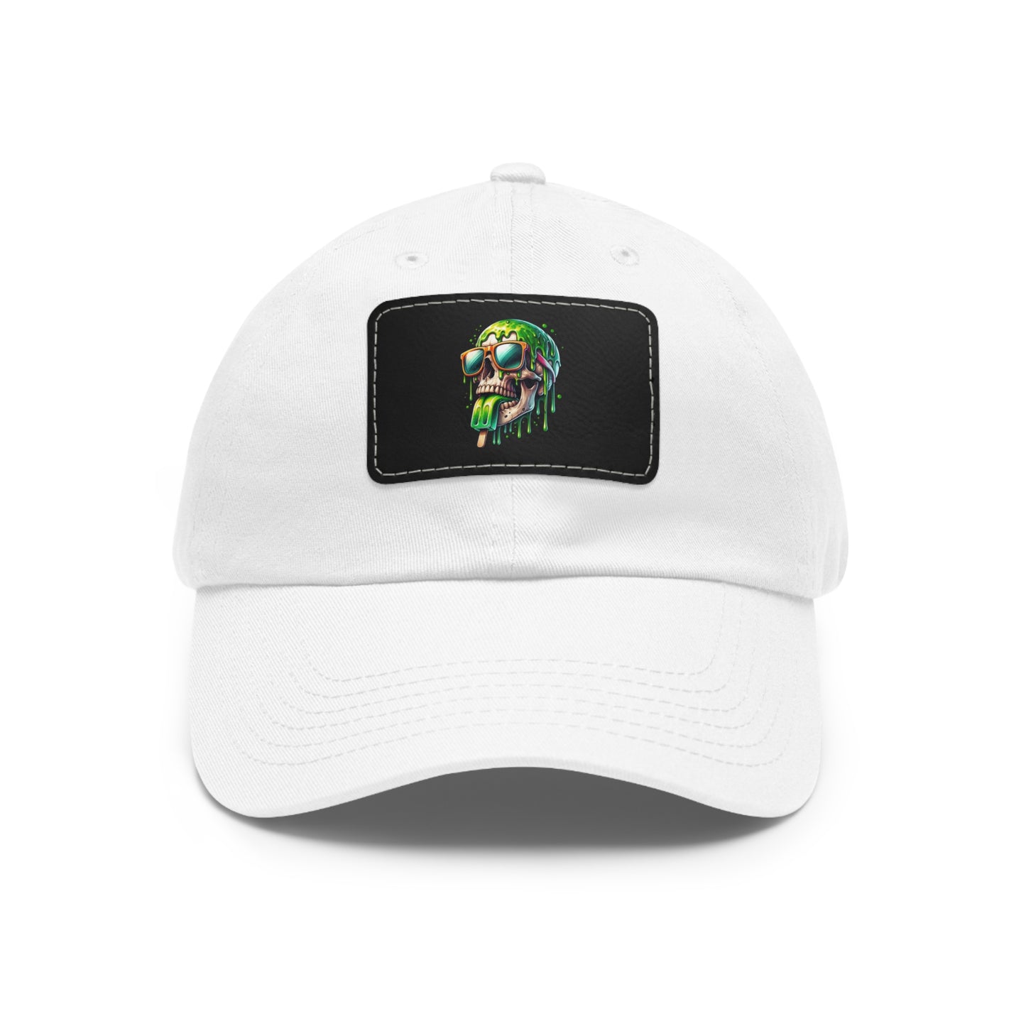 Skull Graphic Dad Hat with Leather Patch - Casual and Trendy Cap for Everyday Wear