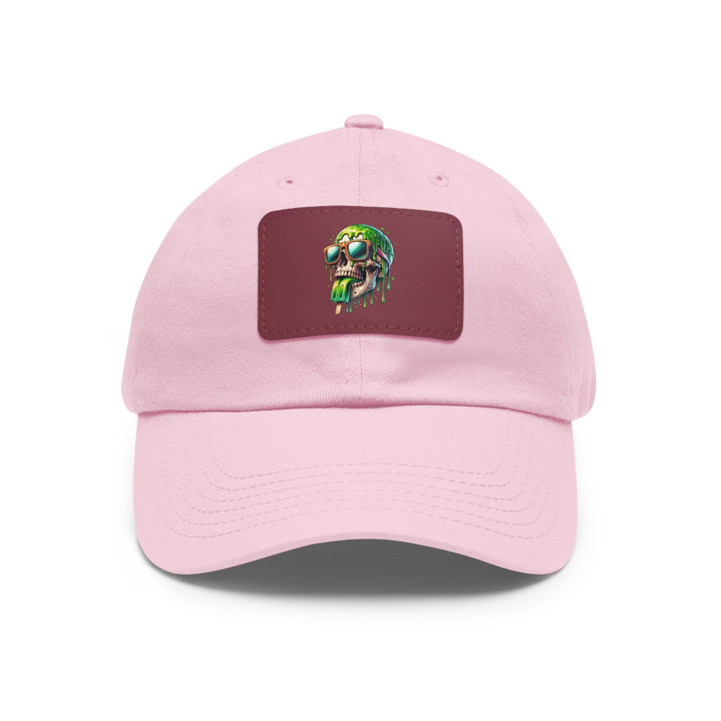 Skull Graphic Dad Hat with Leather Patch - Casual and Trendy Cap for Everyday Wear