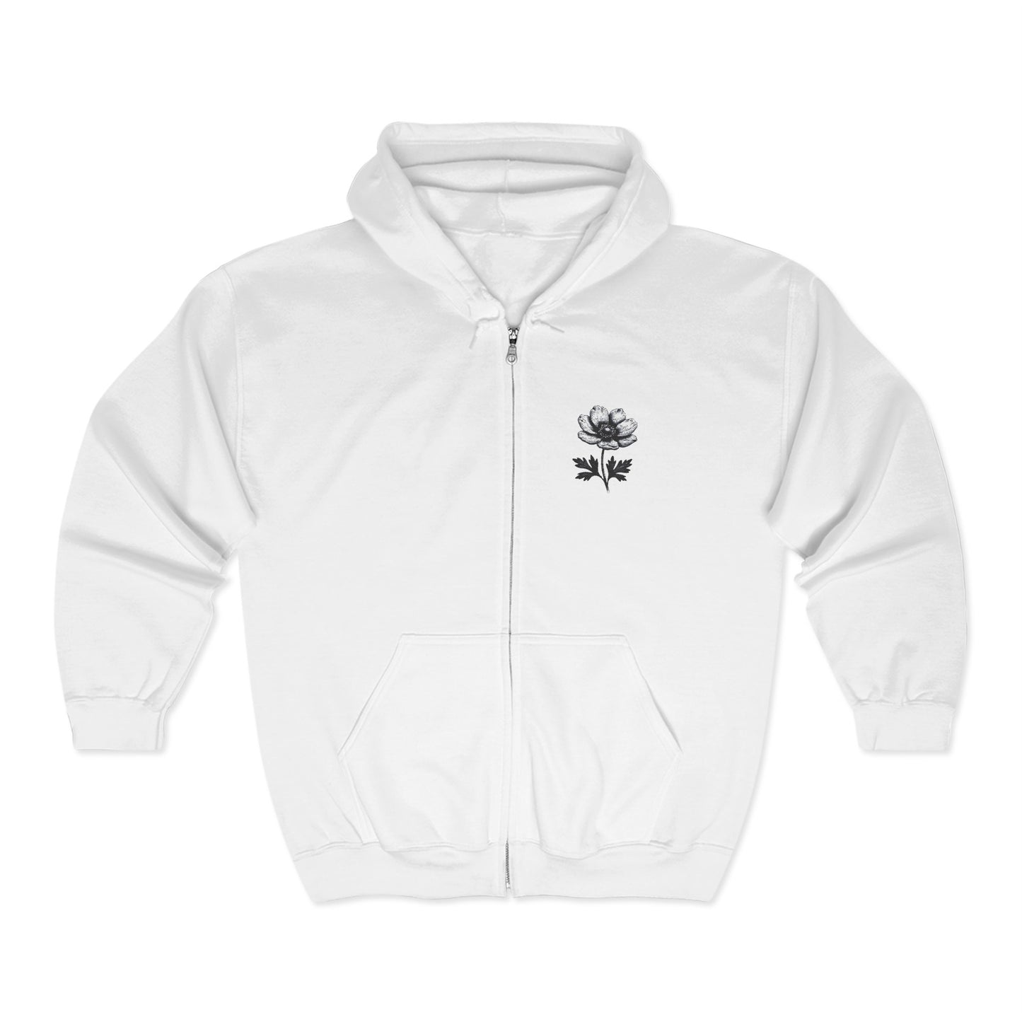 Unisex Heavy Blend™ Floral Zip Hoodie - Cozy White Sweatshirt for Everyday Comfort