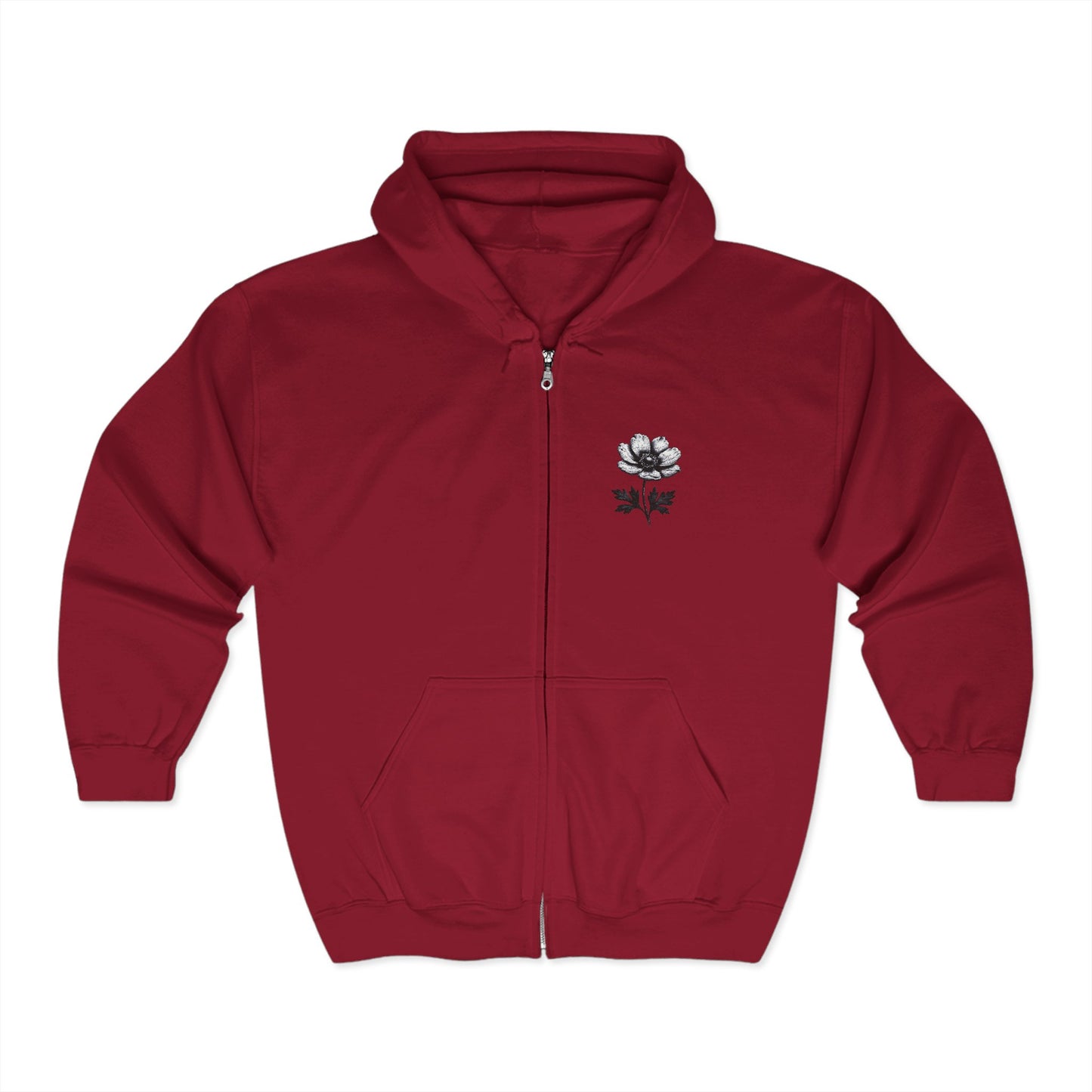 Unisex Heavy Blend™ Floral Zip Hoodie - Cozy White Sweatshirt for Everyday Comfort