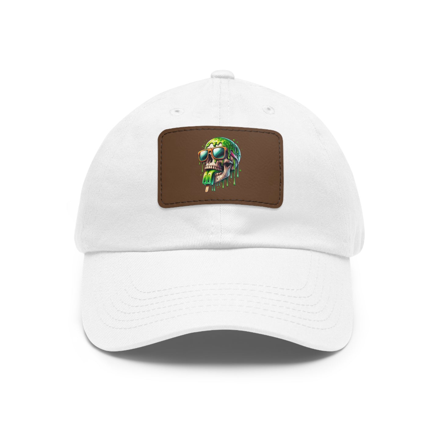 Skull Graphic Dad Hat with Leather Patch - Casual and Trendy Cap for Everyday Wear