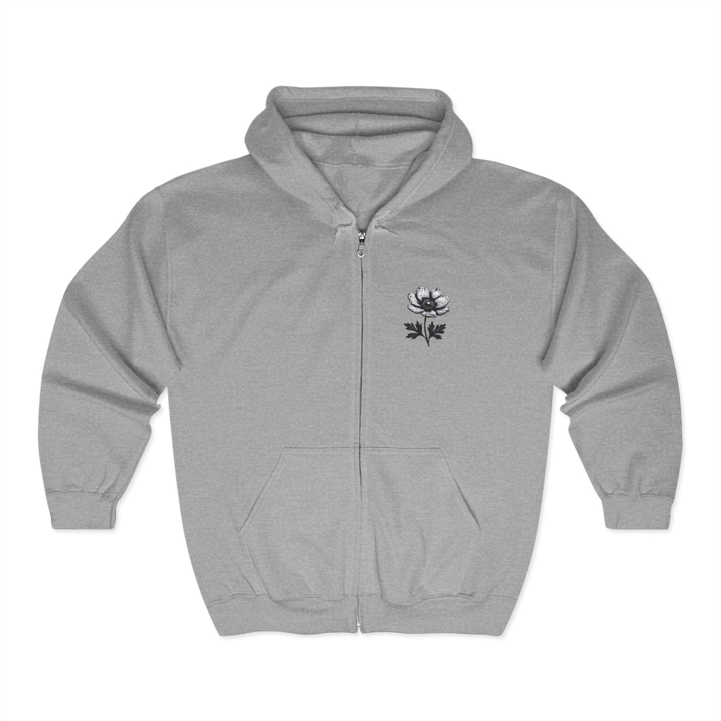 Unisex Heavy Blend™ Floral Zip Hoodie - Cozy White Sweatshirt for Everyday Comfort