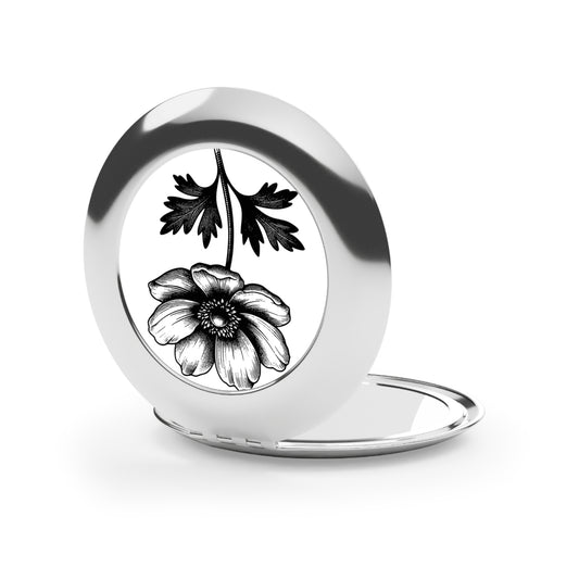 Floral Compact Travel Mirror - Elegant Portable Make-Up Accessory