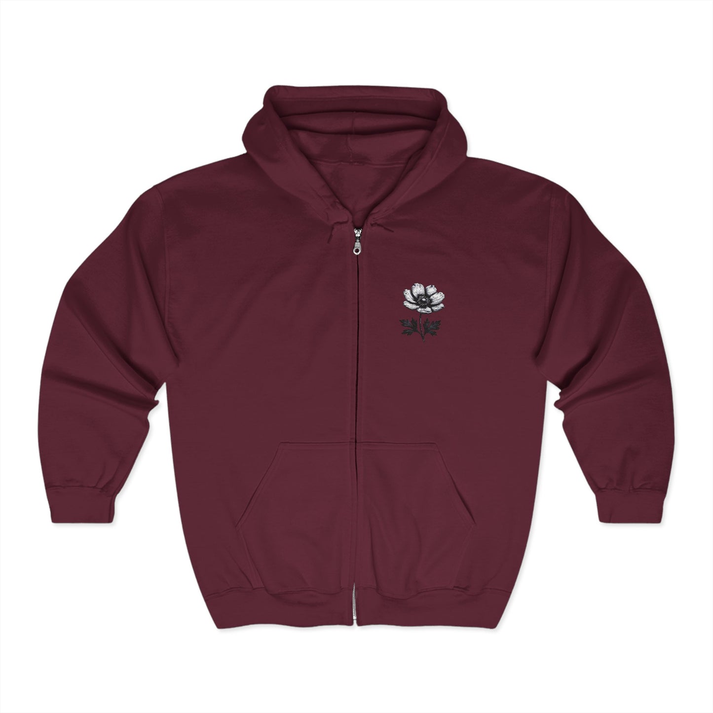 Unisex Heavy Blend™ Floral Zip Hoodie - Cozy White Sweatshirt for Everyday Comfort